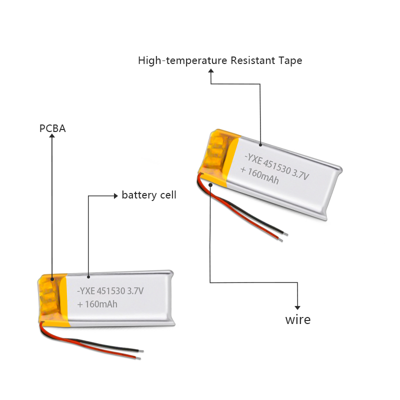 3.7 V Li-ion Battery 451530-160mah
